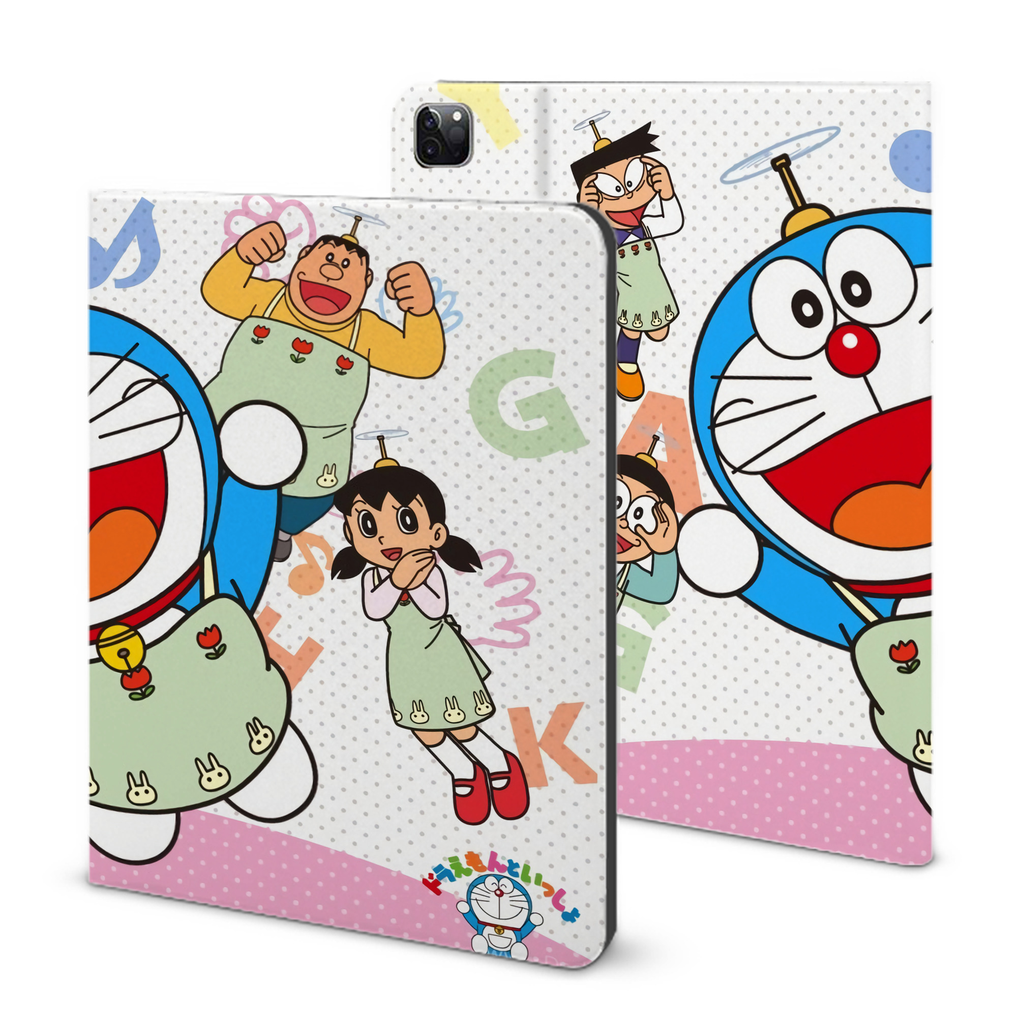 （画像用） ドラえもん Doraemon IPad ケース ブック型 PUレザー TPU 耐衝撃 軽量 薄型 ペン収納なし 全面保護 IPad 各モデル対応